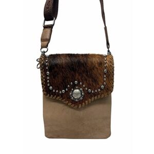 Montana West Leather Cross Body Bag Equestrian Western Antique Engraved Silver